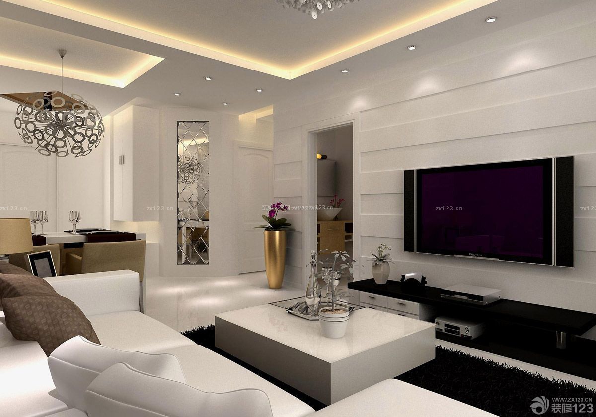 95平米现代风格客厅电视背景墙设计