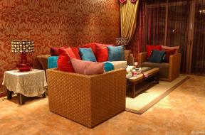 东南亚风格设计 经典客厅装修图片 藤艺沙发 