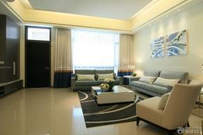 110平米房子 现代客厅 纯色窗帘 