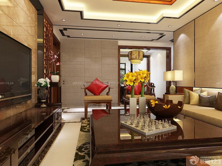 中式风格设计 最新客厅装修效果图 