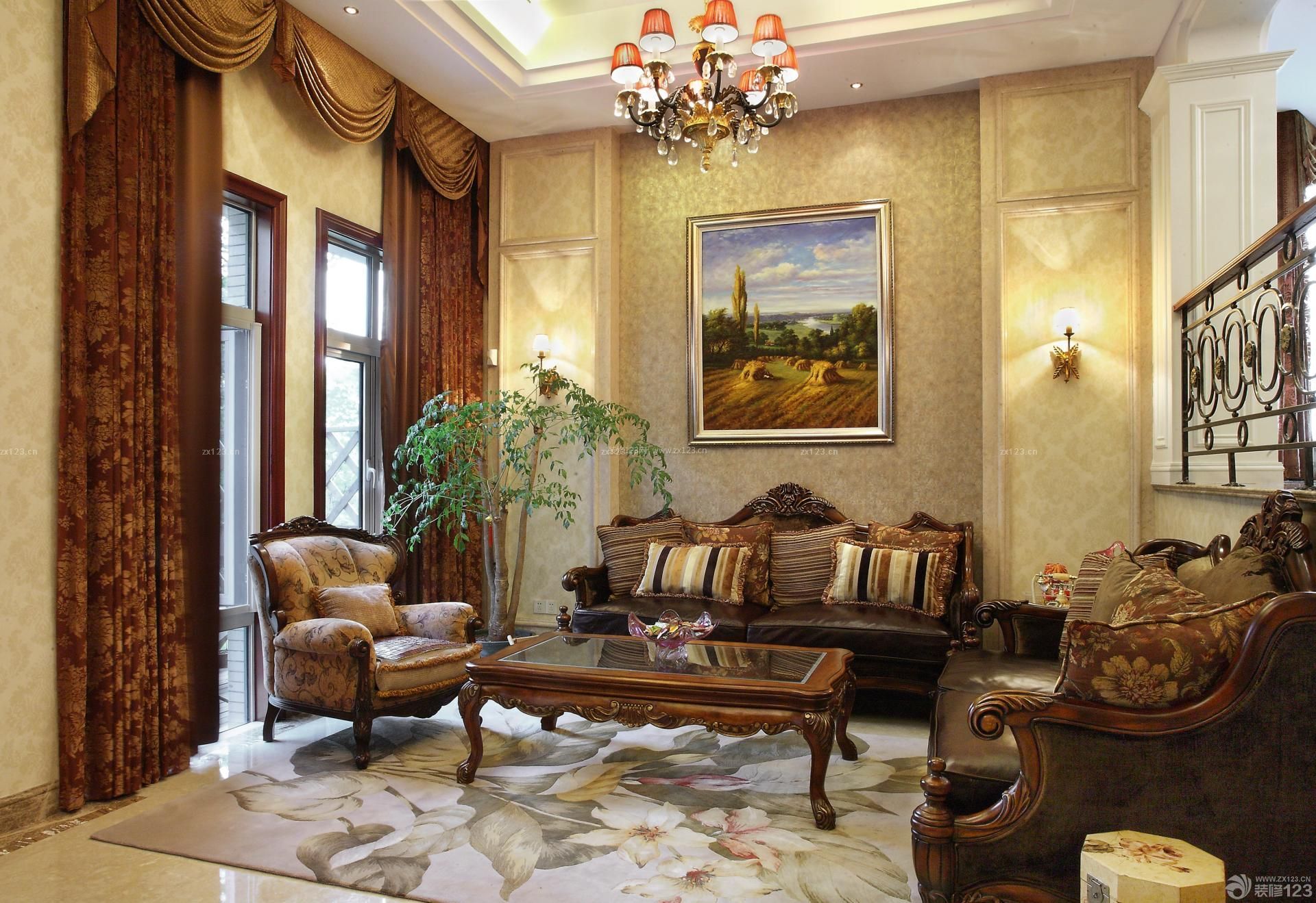 现代美式风格家装客厅效果图