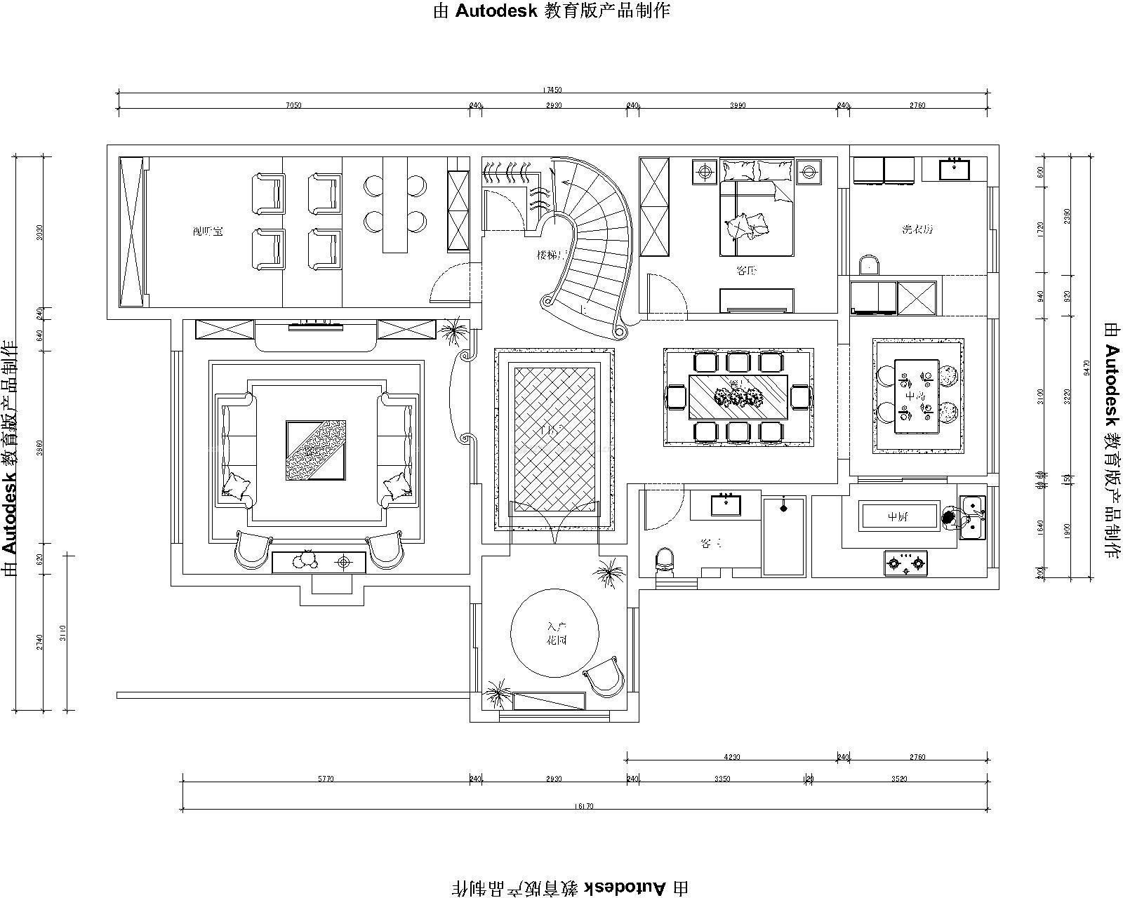 230平米农村独栋别墅户型图