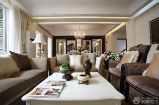 古典风格小户型客厅沙发摆放实景图