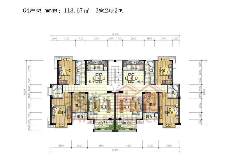 120平米花園洋房聯排別墅戶型圖