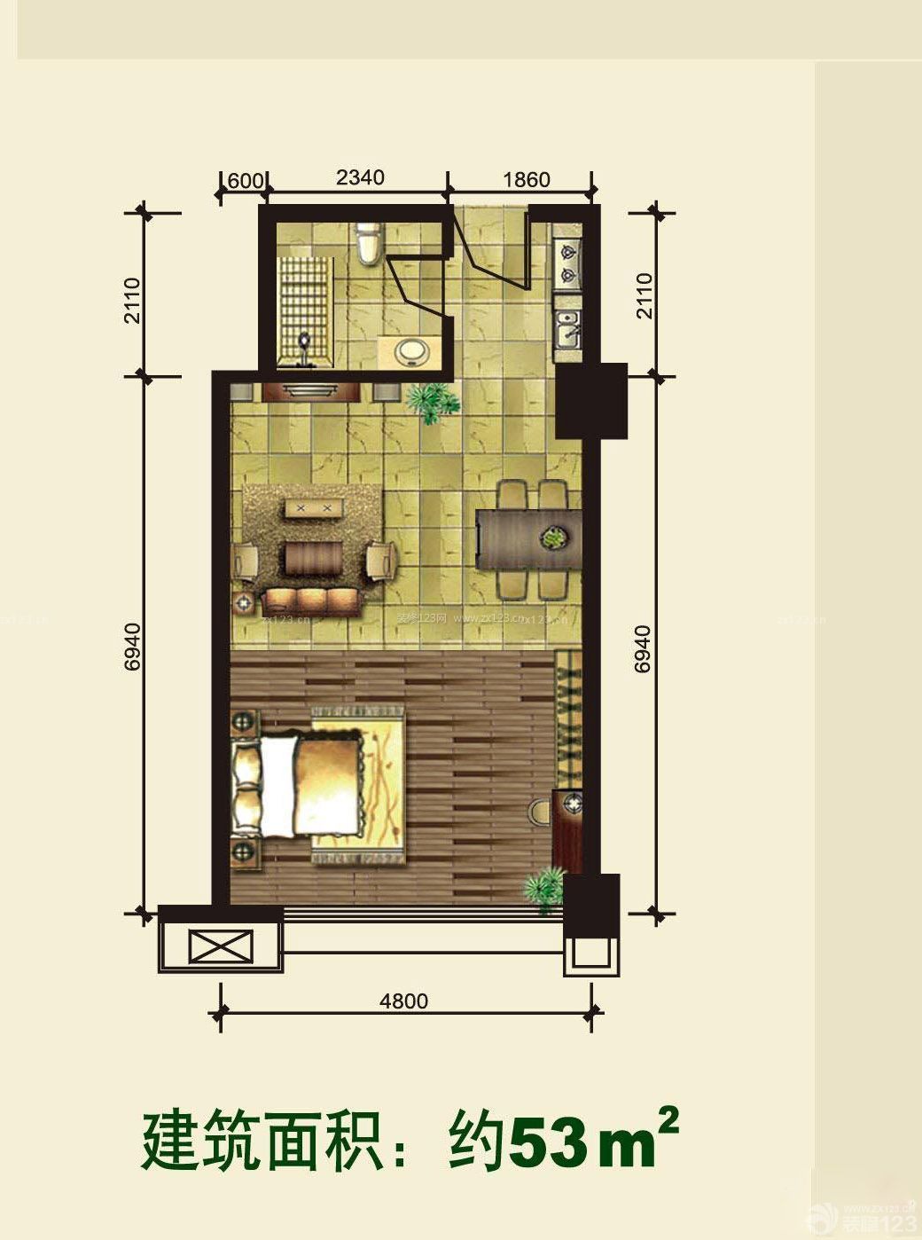 農村房屋一室一廳設計戶型圖