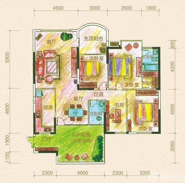 120平米小聯(lián)排別墅戶型圖