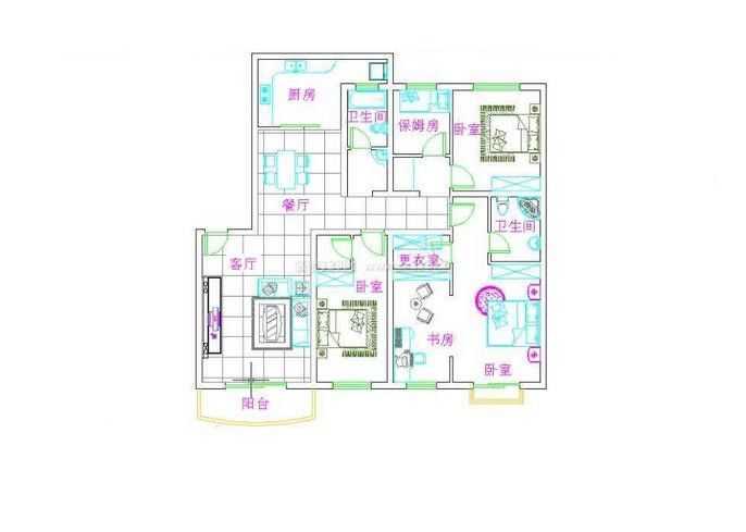 cad室内装修平面图 70平米小户型平面图