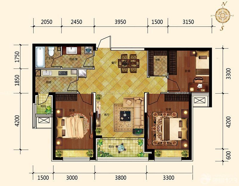 最新三室兩廳經(jīng)典戶型圖片