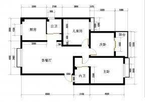 103平三室兩廳二衛戶型圖