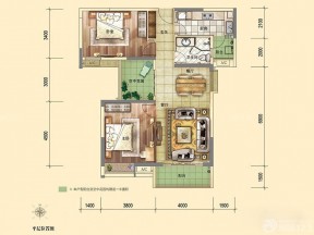 最新二室一廳一衛(wèi)戶型圖 