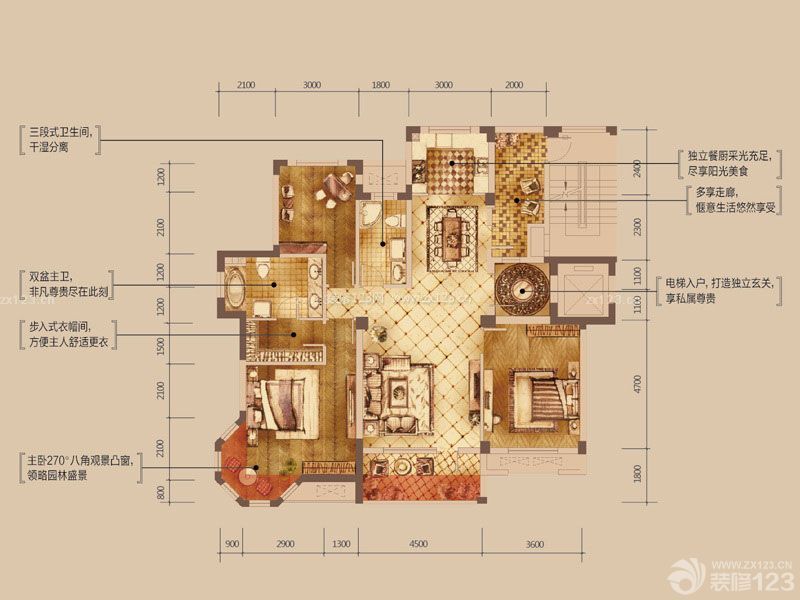 大氣十足三室兩廳最佳戶型圖