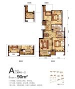 90平米三房兩廳一衛(wèi)戶型圖