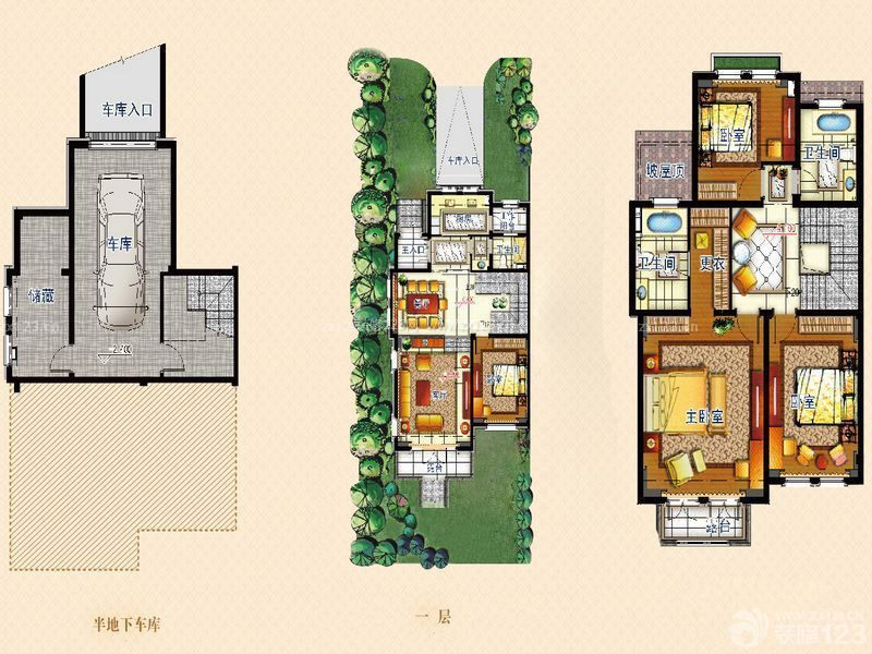 最新家庭裝修四房兩廳戶型圖片