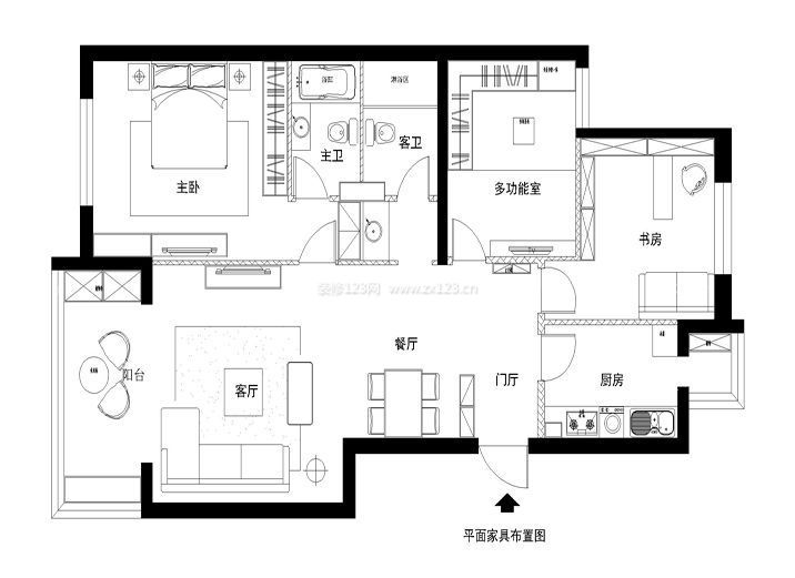 130平米三室两厅经典户型图片