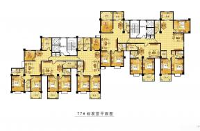 标准平层一梯四户户型图