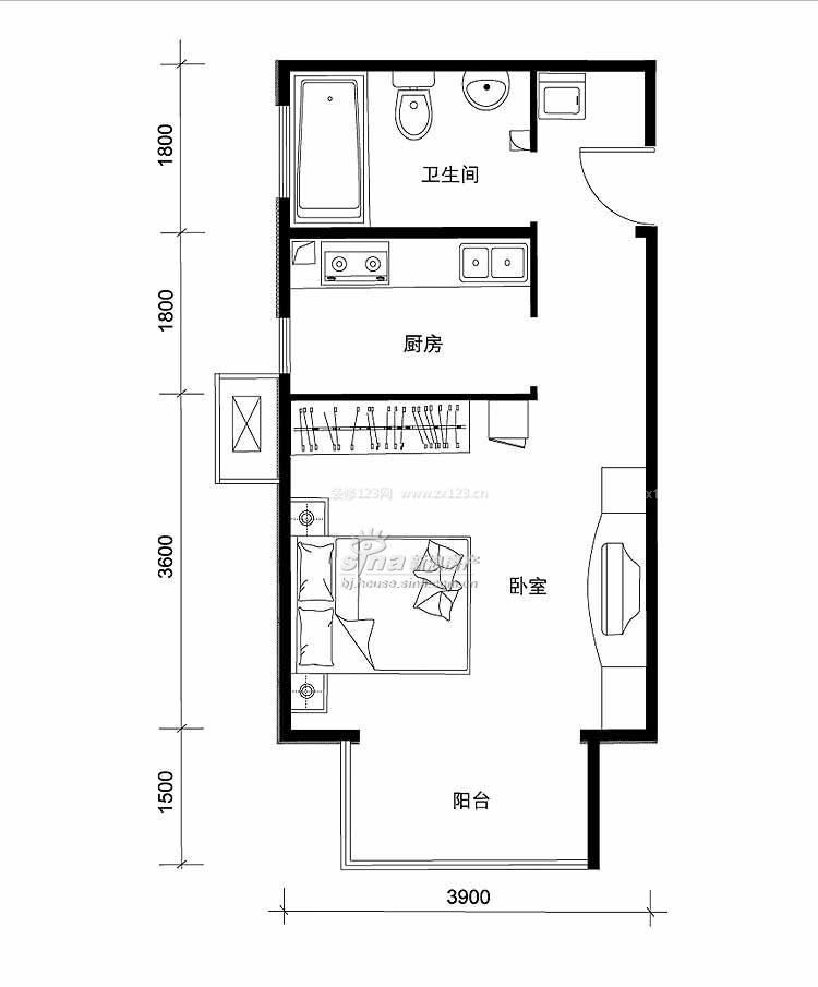 56平方一室一厅装修平面图大全