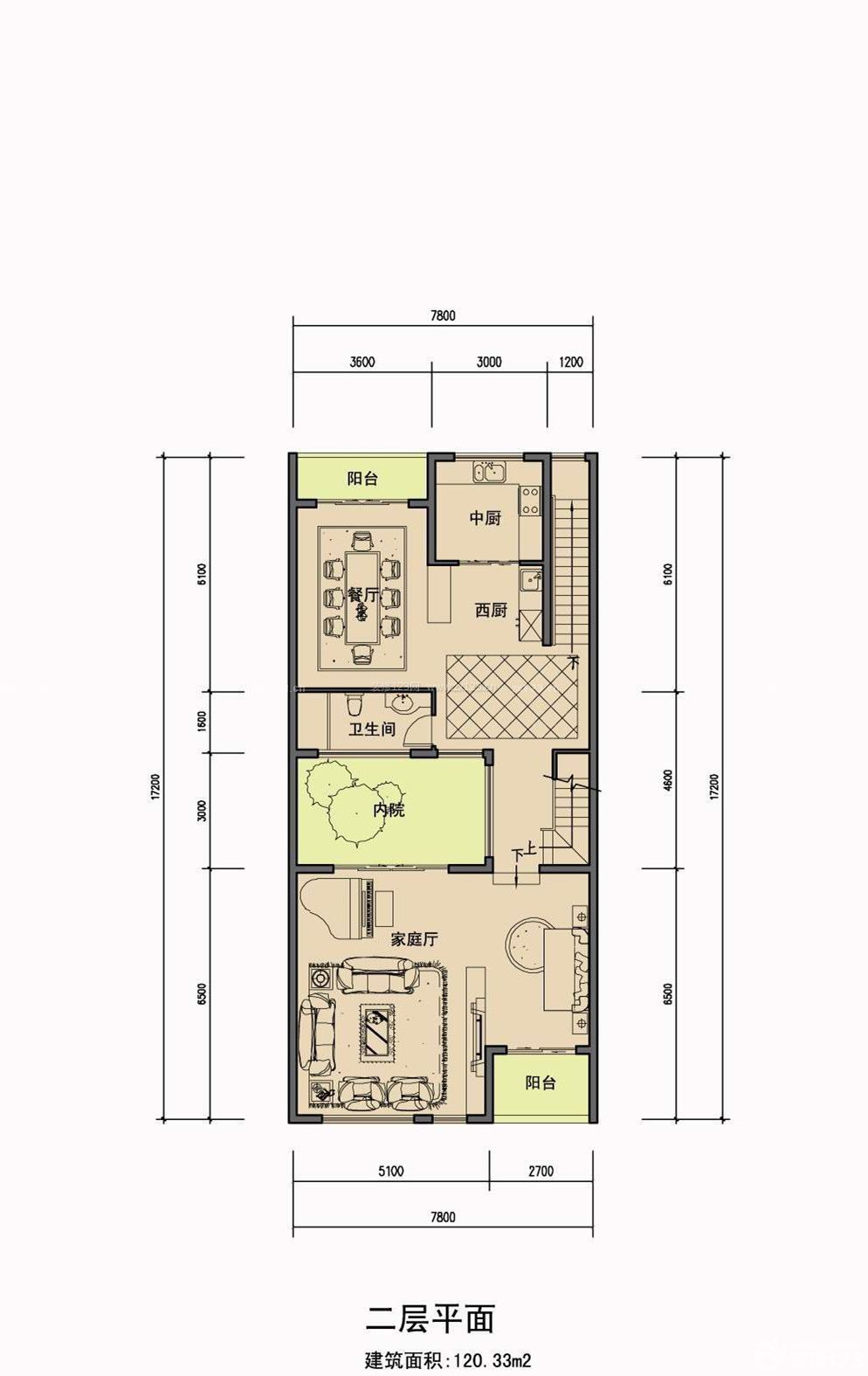 120平米別墅戶型圖