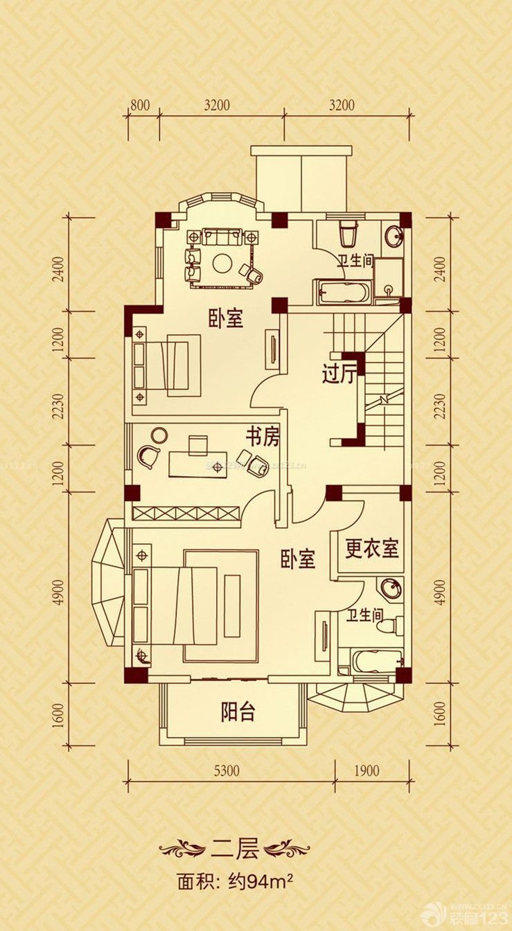 94平农村双拼小别墅户型图