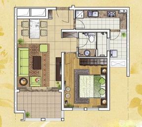 緊湊39平方一室一廳戶型圖