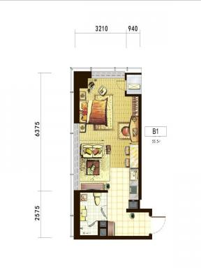 超小平方一室一廳一衛戶型圖