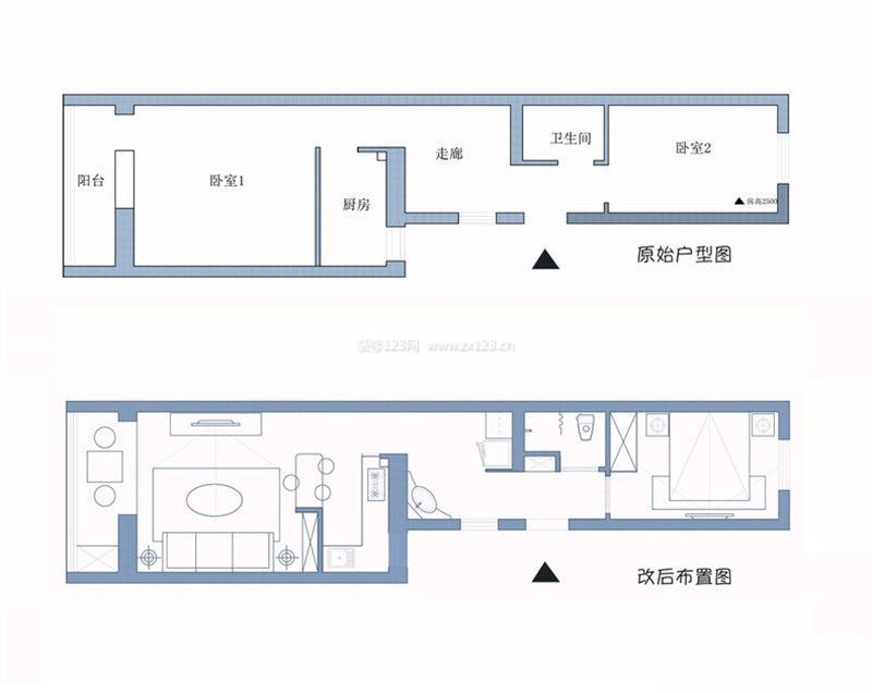 长方形单身公寓户型图