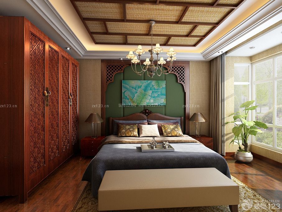 东南亚风格室内床设计图