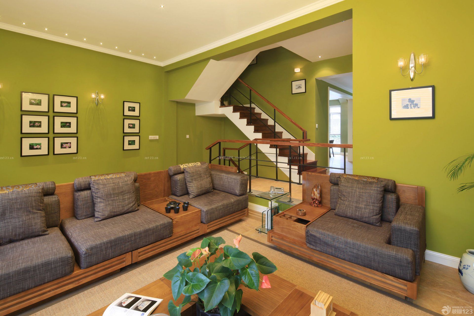美式沙发混搭二层半别墅装修图片