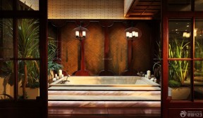最新东南亚风格室内白色浴缸装修图