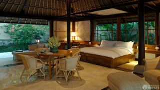 东南亚风格酒店床装饰图片