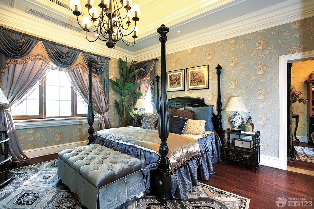 家居卧室复古美式床装修效果图大全