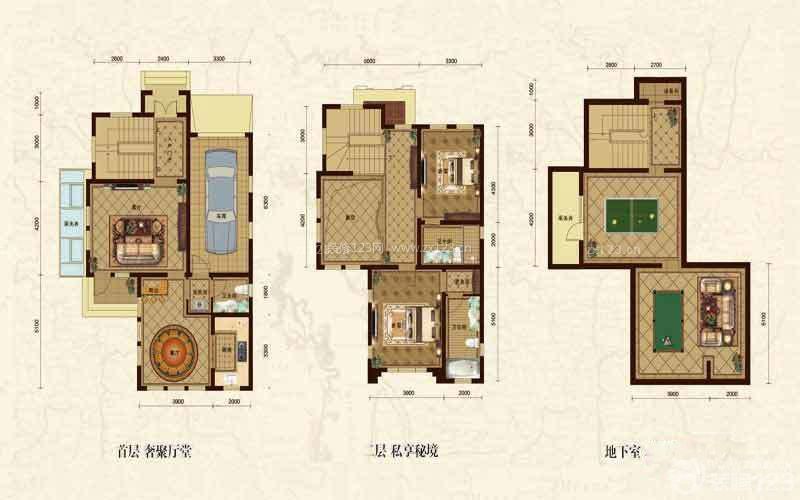 三層獨(dú)棟豪華別墅戶型圖片