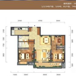 招商江湾国际户型图1/2/3/5/6/ 面积:108.00㎡