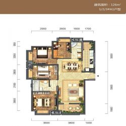 招商江湾国际户型图1/2/3#A1户 面积:126.00㎡