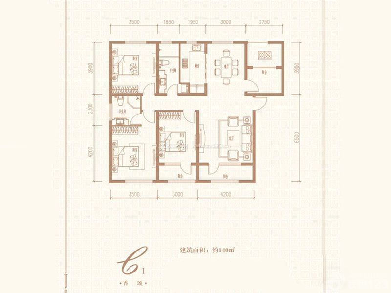 140平米四室兩廳兩衛(wèi)戶型圖欣賞