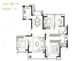 四室兩廳兩衛(wèi)戶型圖