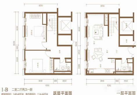 云岩区114平米跃层现代风格