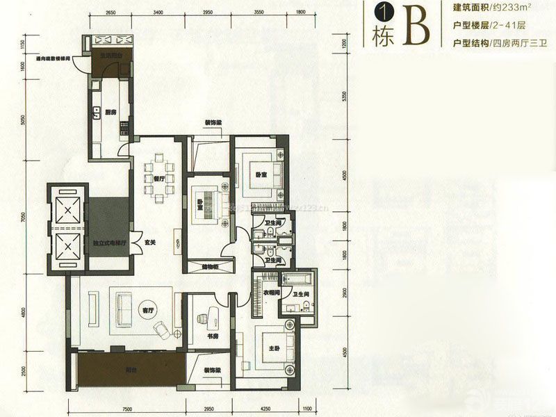 233平米大戶型平面圖