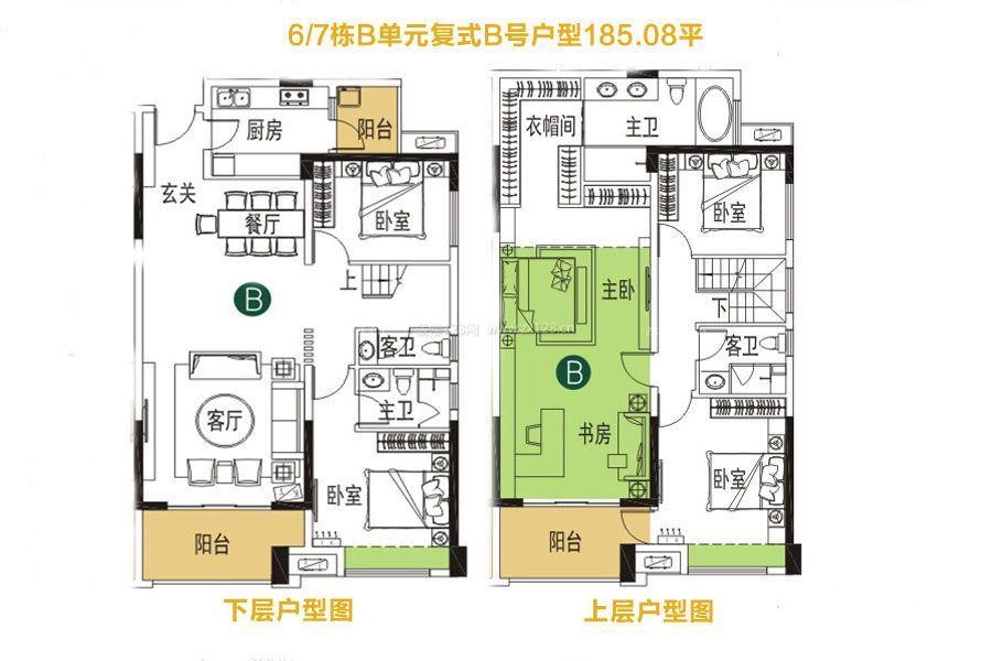 185平米大戶型平面圖欣賞