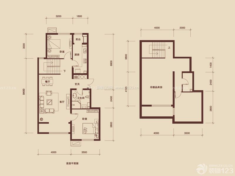 精品兩室兩廳一衛(wèi)戶型圖欣賞