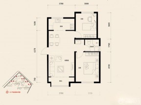 最新兩室兩廳一衛(wèi)戶型圖大全