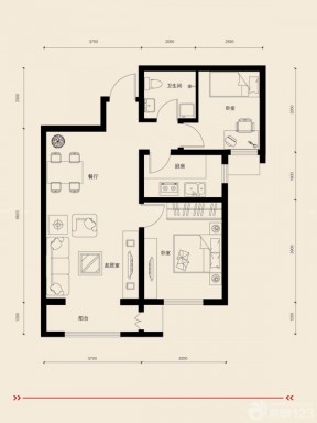 精品兩室兩廳一衛(wèi)戶型圖大全