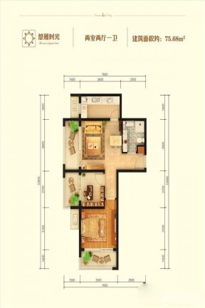 75平兩室兩廳一衛(wèi)戶型圖