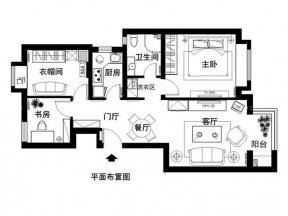 室內(nèi)三室一廳一衛(wèi)戶型圖