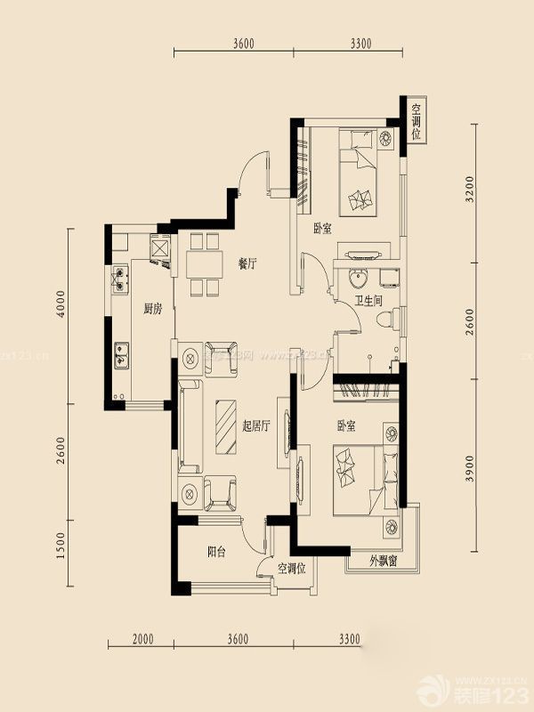 最新兩室兩廳平面圖大全