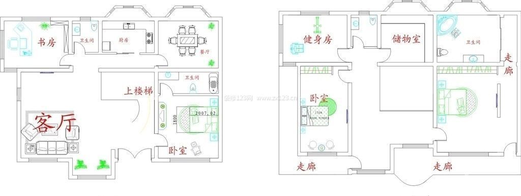 两层别墅平面图
