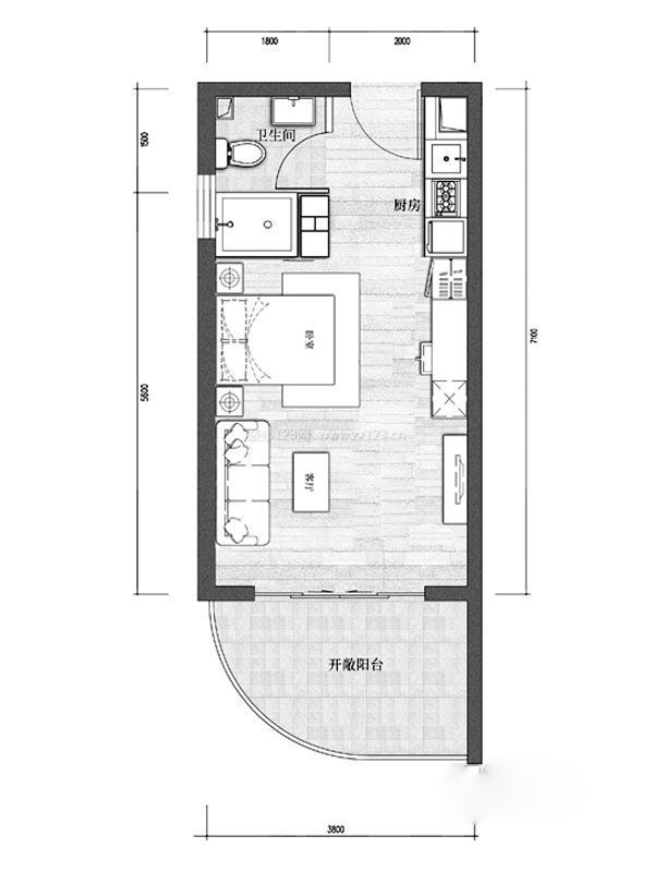 緊湊型一房一廳戶型圖