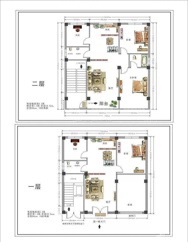 两层别墅户型平面设计图