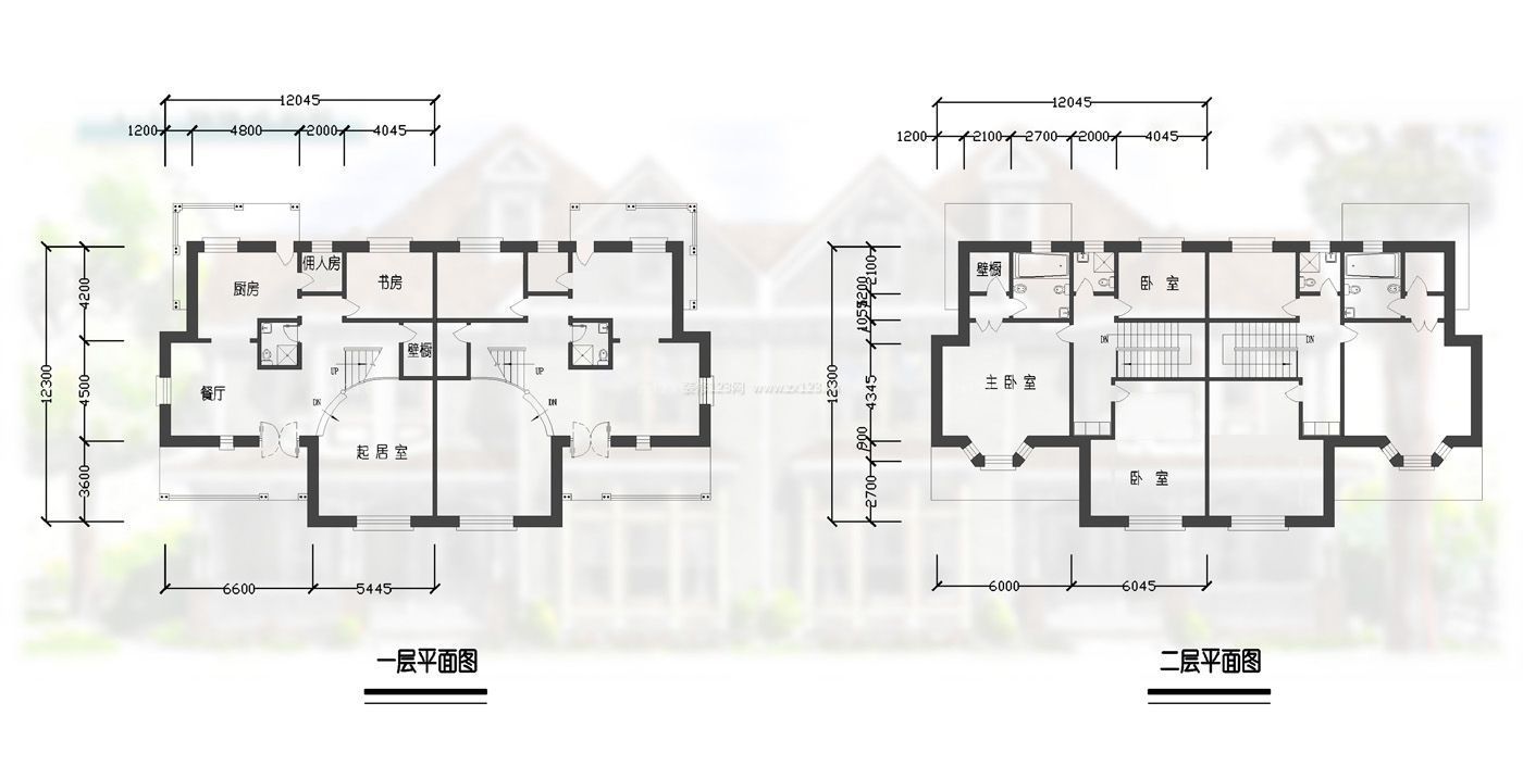 最新两层别墅平面户型图