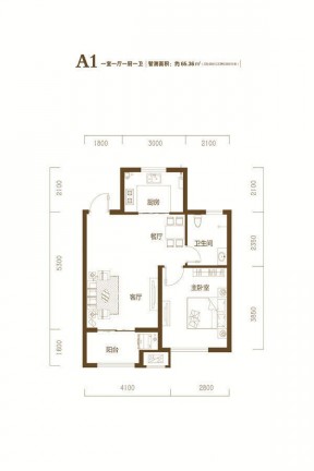 65平米一房一廳戶型圖欣賞