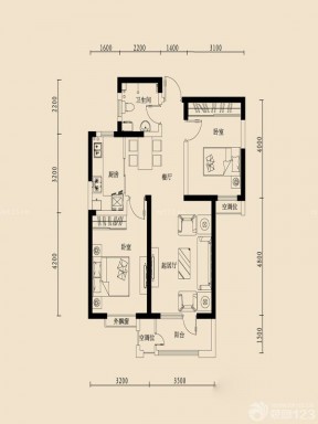 最新兩室兩廳平面圖